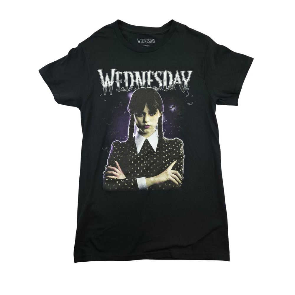 Wednesday Addams Netflix Graphic T-Shirt Black XS Mad Engine 2022 New No Tag